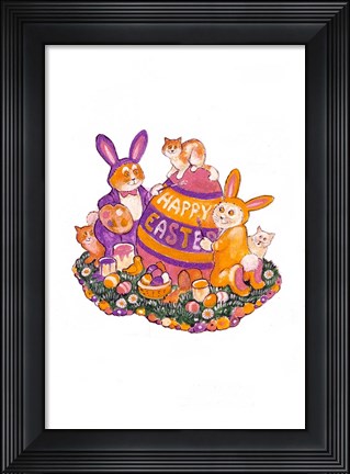 Framed Easter Cats Print