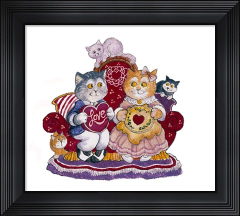 Framed Valentine Cats Print