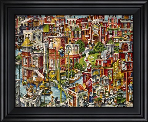 Framed Cat City Print