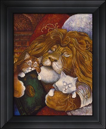 Framed Sleeping Lion Print