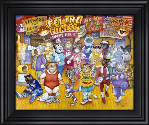 Framed Feline Fitness Print