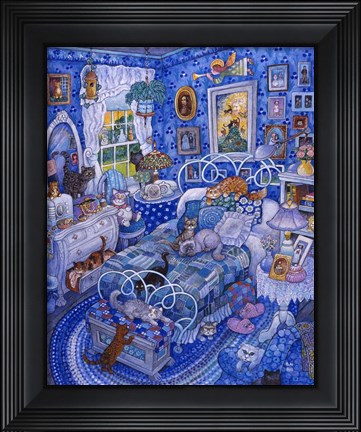 Framed Patchwork Cats Print