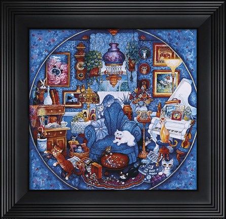 Framed More Blue Room Cats Print