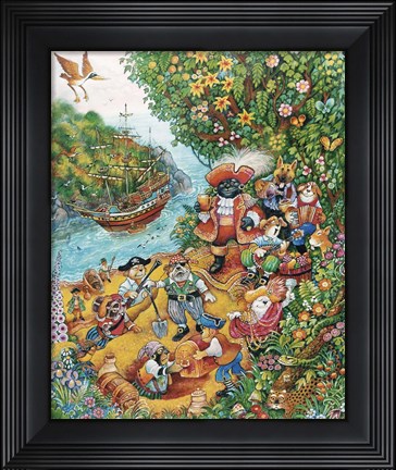 Framed Black Dog&#39;s Treasure Island Print