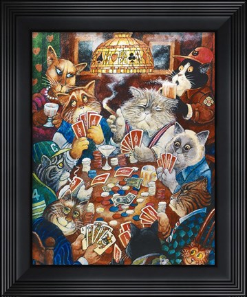 Framed Poker Cats Print