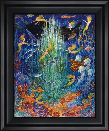 Framed Neptune &amp; The Mermaids Print