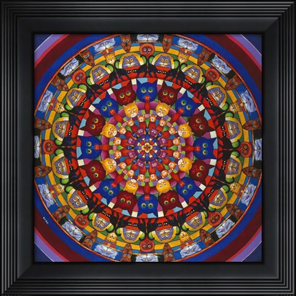 Framed Circle Of Cats Print