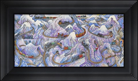 Framed Stave Trains Print