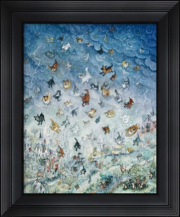 Framed Raining Cats and Dogs Print