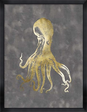 Framed Gold Foil Octopus I Print