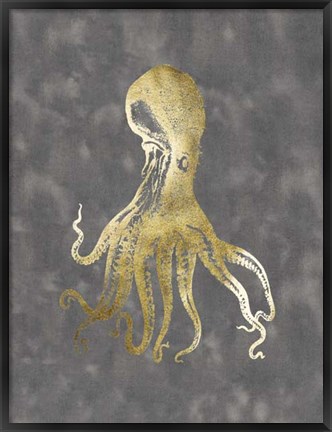Framed Gold Foil Octopus I Print