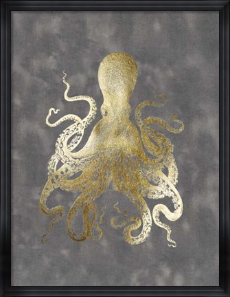 Framed Gold Foil Octopus II Print