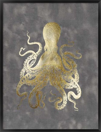 Framed Gold Foil Octopus II Print