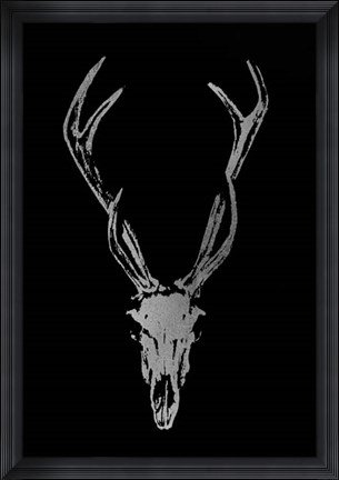 Framed Silver Foil Rustic Mount I on Black Print