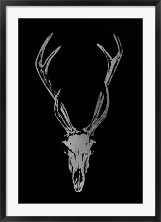 Framed Silver Foil Rustic Mount I on Black Print