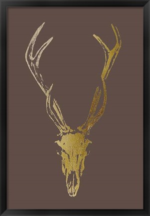 Framed Gold Foil Rustic Mount I on Bitter Chocolate Print
