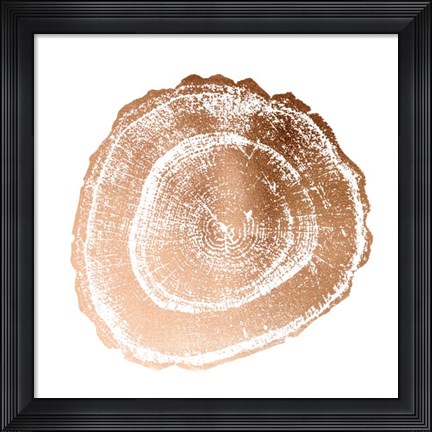 Framed Rose Gold Foil Tree Ring III Print