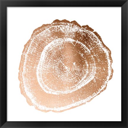 Framed Rose Gold Foil Tree Ring III Print