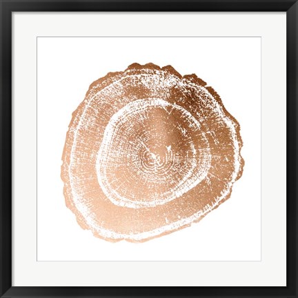 Framed Rose Gold Foil Tree Ring III Print