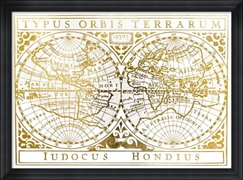 Framed UA CH Gold Foil Vintage Map Print