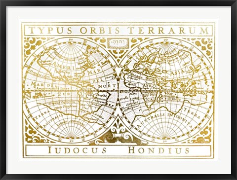 Framed UA CH Gold Foil Vintage Map Print