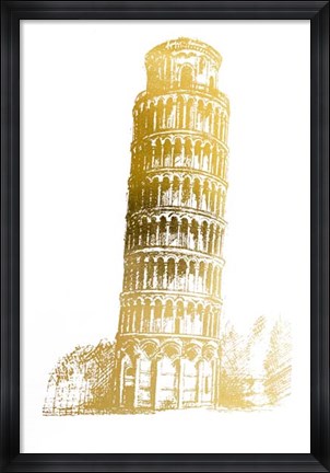 Framed Gold Foil Pisa Print