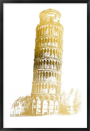 Framed Gold Foil Pisa Print
