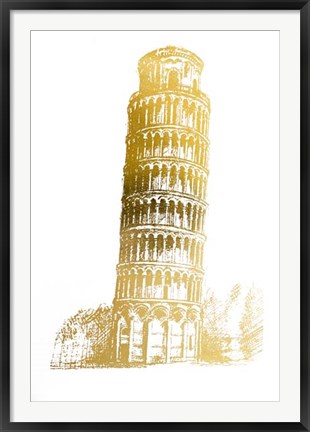 Framed Gold Foil Pisa Print
