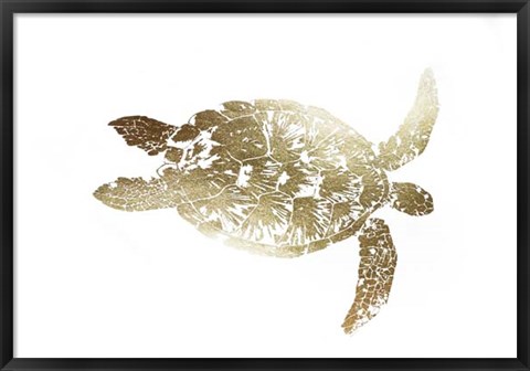 Framed Gold Foil Sea Turtle I Print