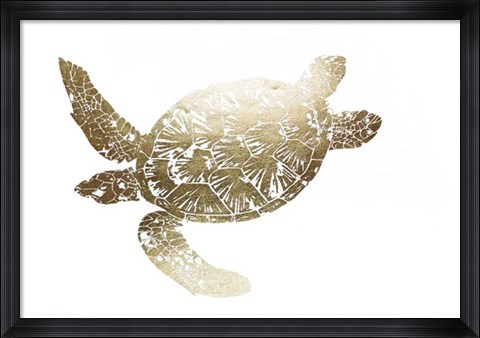 Framed Gold Foil Sea Turtle II Print