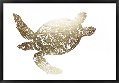 Framed Gold Foil Sea Turtle II Print