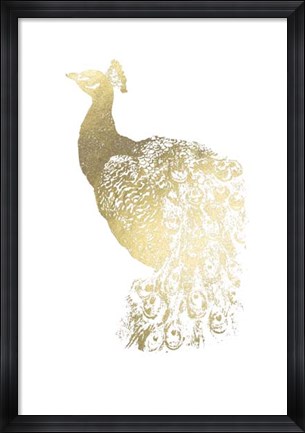 Framed Gold Foil Peacock I Print