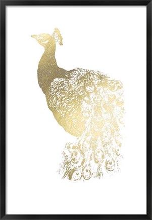 Framed Gold Foil Peacock I Print