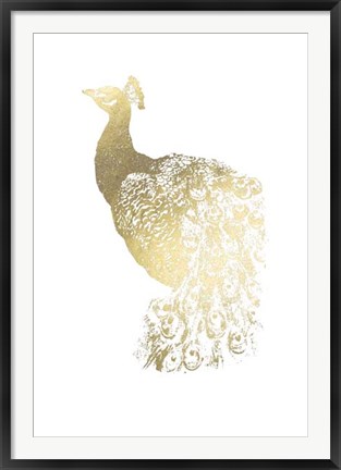 Framed Gold Foil Peacock I Print