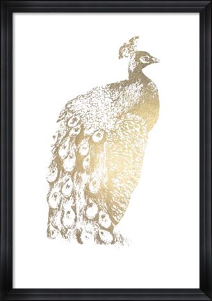Framed Gold Foil Peacock II Print