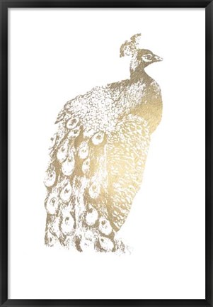 Framed Gold Foil Peacock II Print