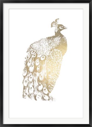Framed Gold Foil Peacock II Print