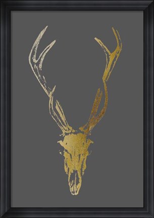 Framed Gold Foil Rustic Mount I on Dark Grey Print