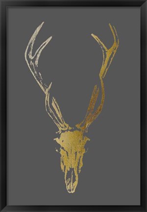 Framed Gold Foil Rustic Mount I on Dark Grey Print