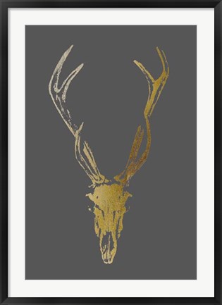 Framed Gold Foil Rustic Mount I on Dark Grey Print