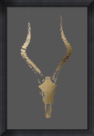 Framed Gold Foil Rustic Mount II on Dark Grey Print