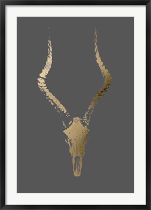 Framed Gold Foil Rustic Mount II on Dark Grey Print