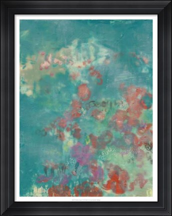 Framed Teal Rose Garden I Print