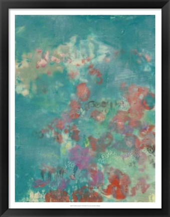 Framed Teal Rose Garden I Print