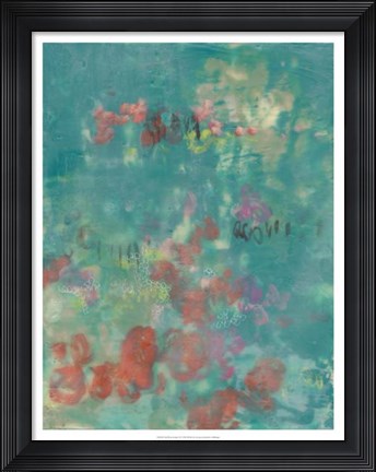 Framed Teal Rose Garden II Print