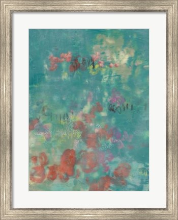 Framed Teal Rose Garden II Print