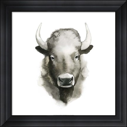 Framed Watercolor Buffalo Print