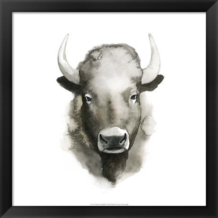 Framed Watercolor Buffalo Print