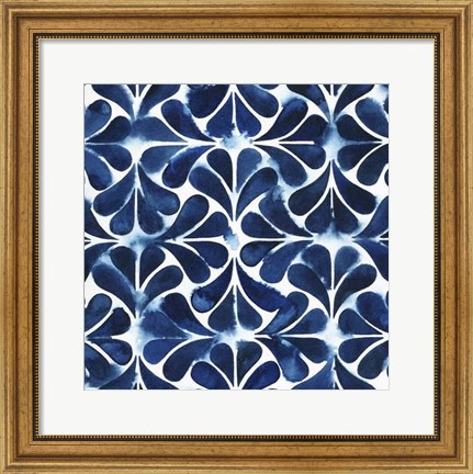 Framed Cobalt Watercolor Tiles III Print