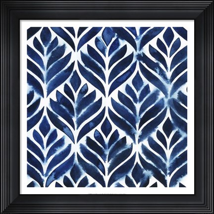 Framed Cobalt Watercolor Tiles IV Print